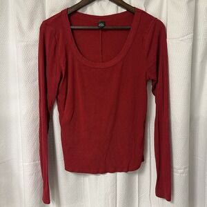 Wild Fable Women's Red Tyedye Large Long Sleeve Scoop Neck Valentine's Love EC